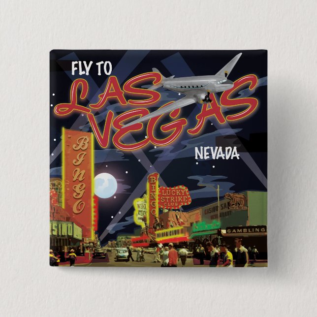 Las Vegas 2 Inch Square Button (Front)