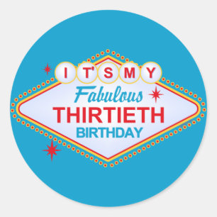 Las Vegas 30th Birthday Classic Round Sticker