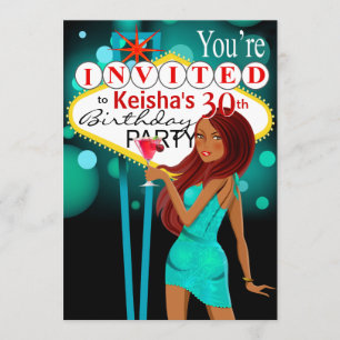 Las Vegas 30th Birthday Party teal Invitation