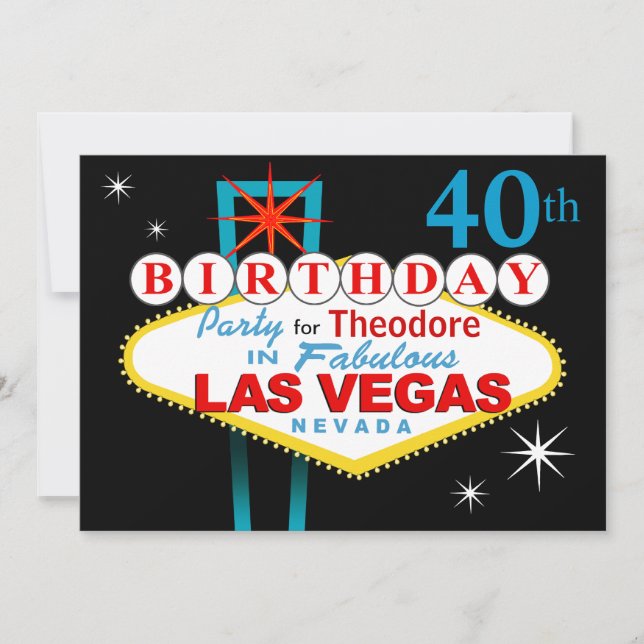 Las Vegas 40th Birthday Party Invitation (Front)