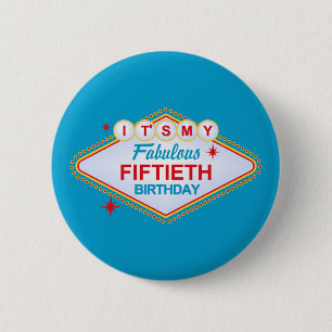 Las Vegas 50th Birthday 2 Inch Round Button