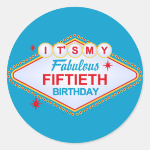 Las Vegas 50th Birthday Classic Round Sticker