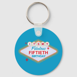 Las Vegas 50th Birthday Keychain