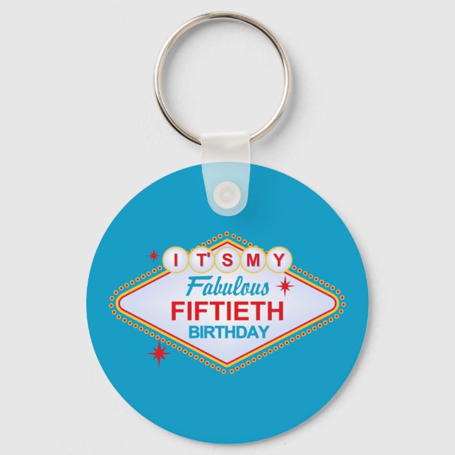 Las Vegas 50th Birthday Keychain (Front)