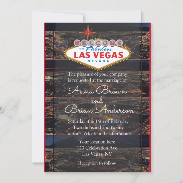 Las Vegas Aerial View Wedding Invitation (Front)