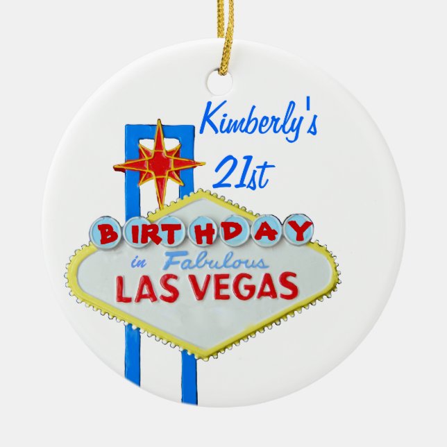 Las Vegas Age 21 Birthday Ceramic Ornament (Front)