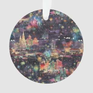 Las Vegas at New Year's in Watercolors Ornament