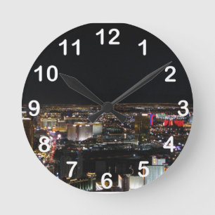 Las Vegas at Night Round Clock