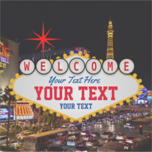 Las Vegas at Night Welcome Sign Your Text