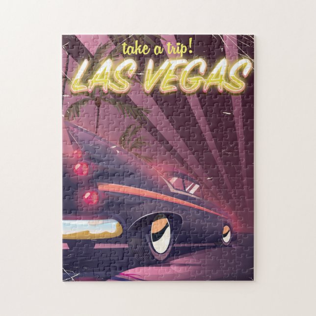 Las Vegas Auto vintage travel poster. Jigsaw Puzzle (Vertical)