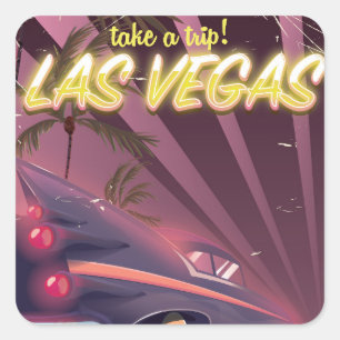 Las Vegas Auto vintage travel poster. Square Sticker