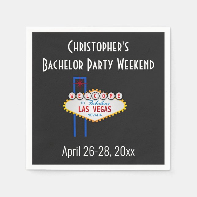 Las Vegas Bachelor Party Guys Weekend Napkin (Front)