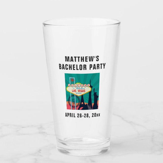 Las Vegas Bachelor Party Trip Favour Beer Pint Glass (Front)