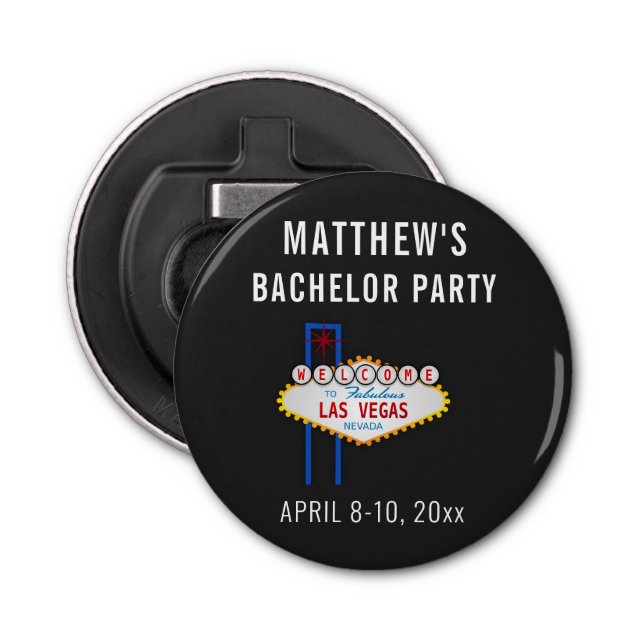 Las Vegas Bachelor Party Trip Favour Bottle Opener (Front)