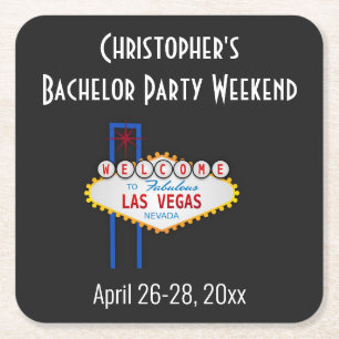 Las Vegas Bachelor Party Trip Favour Square Paper Coaster