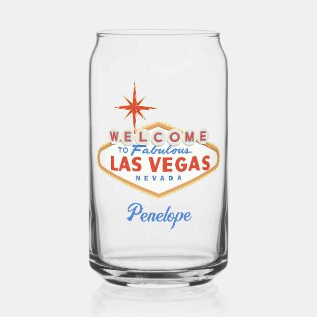 Las Vegas Bachelorette Custom Name Glassware Can Glass (Front)
