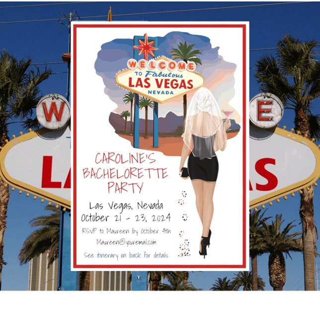 Las Vegas Bachelorette Party Blonde Bride Invitation (Creator Uploaded)