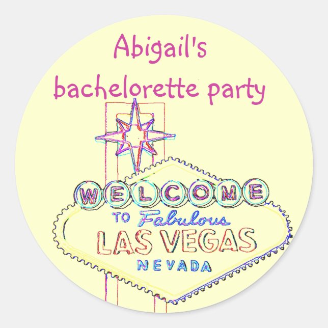 Las Vegas Bachelorette Party Classic Round Sticker (Front)