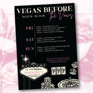 Las Vegas Bachelorette Party Customized Itinerary Invitation