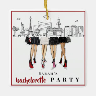 Las Vegas Bachelorette Party Fashion Skyline Ceramic Ornament