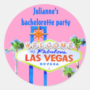 Las Vegas Bachelorette Party pink Classic Round Sticker