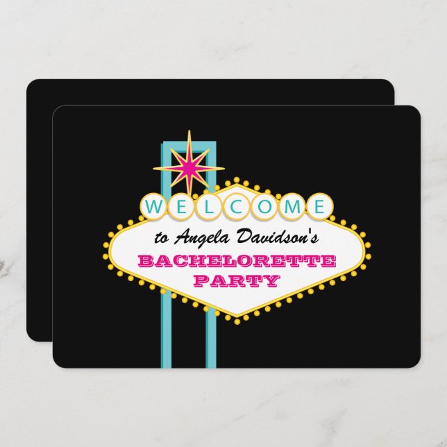Las Vegas Bachelorette Party Pink Sign Invitation (Front/Back)