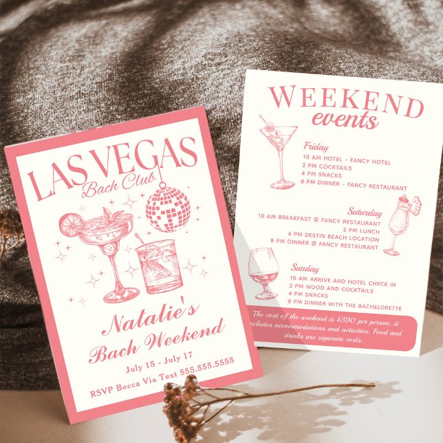 Las Vegas Bachelorette Social Cocktail Itinerary Invitation (Creator Uploaded)