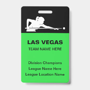 Las Vegas Billiards Theme Bulk Team Name Badges