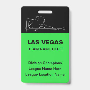 Las Vegas Billiards Theme Bulk Team Name Badges