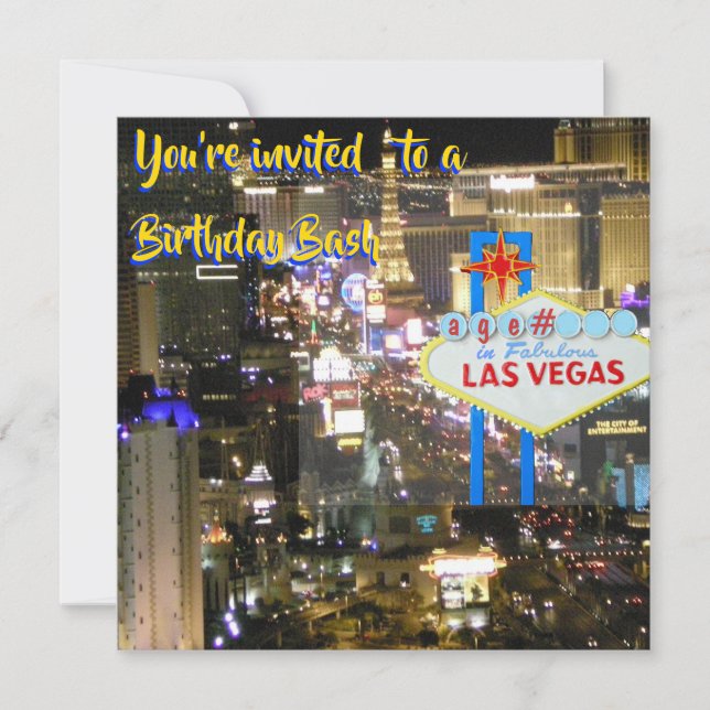 Las Vegas Birthday Bash any age on welcome sign Invitation (Front)