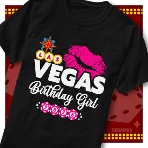 Las Vegas Birthday Girl 2026 Pink Lips Kiss Star T-Shirt