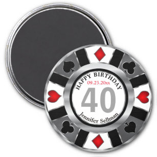 Las Vegas Birthday in Pretty Silver Magnet