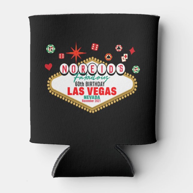 Las Vegas Birthday Party Customizable  Can Cooler (Front)