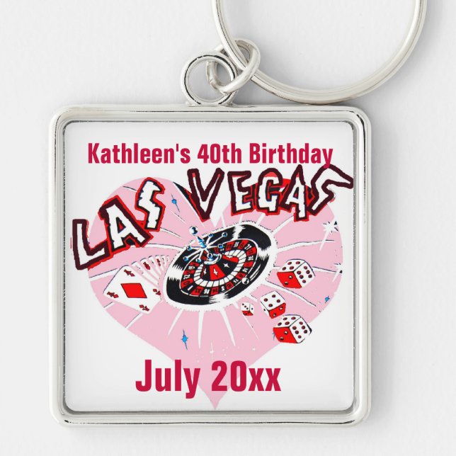Las Vegas Birthday Party for Her Keychain (Front)