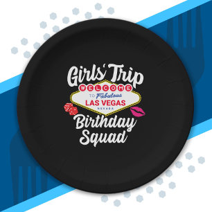 Las Vegas Birthday Party - Girls Trip Bday Squad Paper Plate
