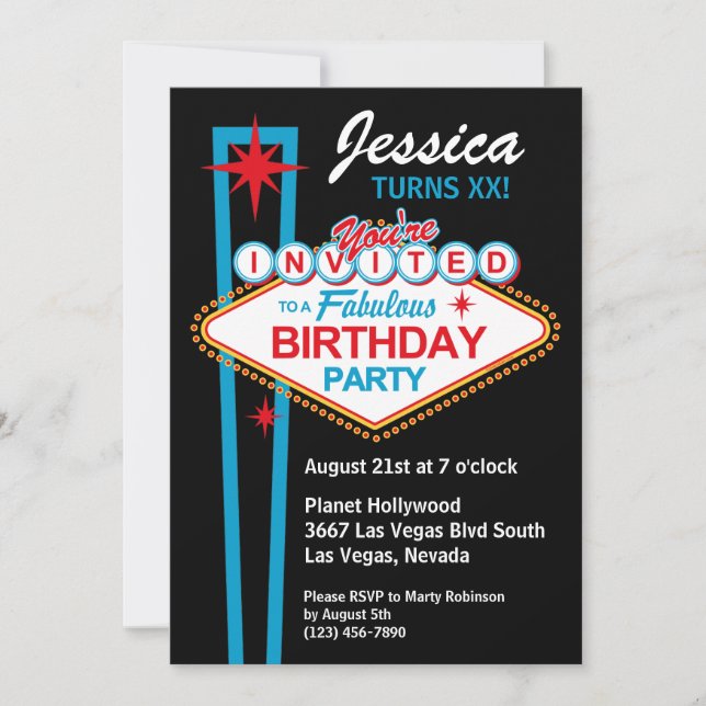Las Vegas Birthday Party Invitation (Front)
