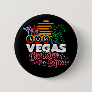 Las Vegas Birthday Party Retro Sun Birthday Squad 2 Inch Round Button