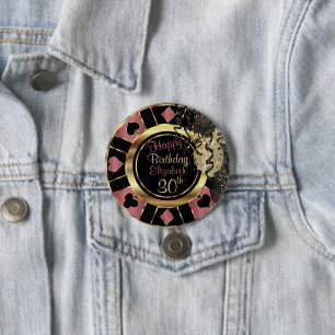 Las Vegas Birthday Party - Rose Gold 3 Inch Round Button