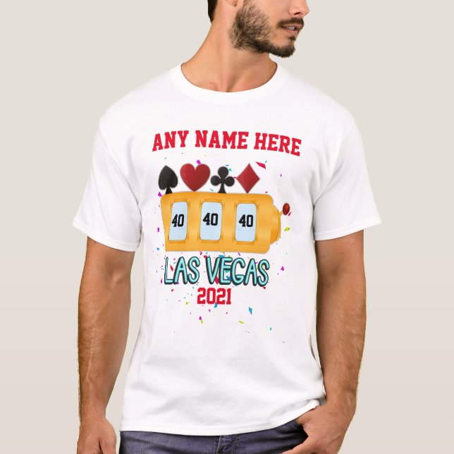 Las Vegas Birthday Slot Machine Custom T-Shirt (Front)