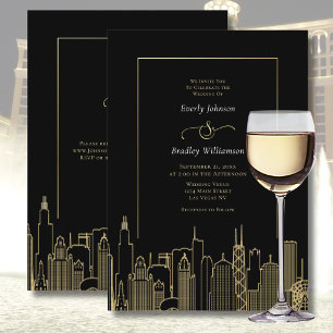 Las Vegas Black and Gold Elegant Wedding Invitation
