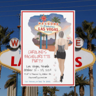 Las Vegas Brunette Bride Bachelorette Glam Party Invitation