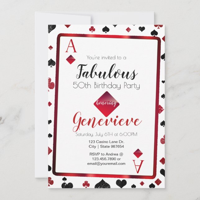 Las Vegas Casino 50 and Fabulous Birthday Invitation (Front)