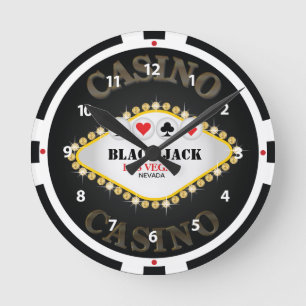 Las Vegas Casino Black Jack Chip Wall Clock