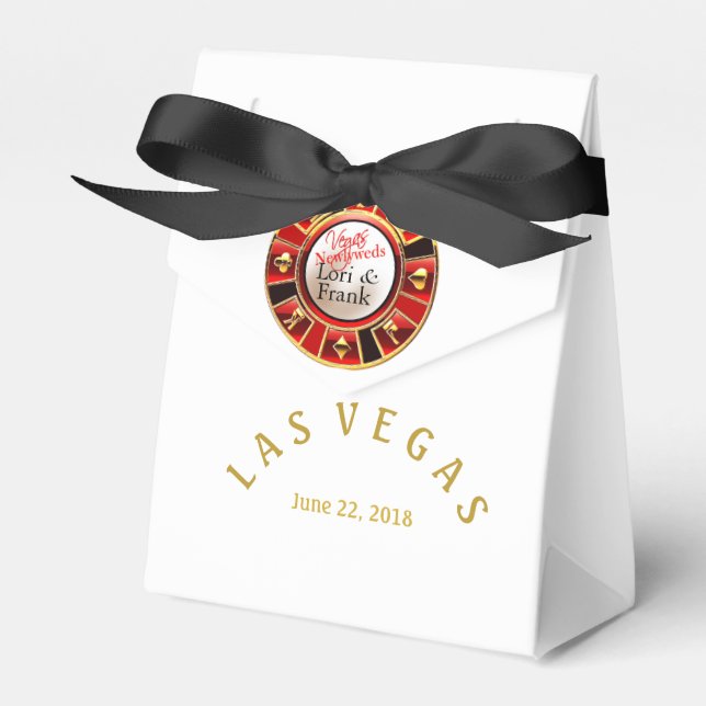 Las Vegas casino chip | white gold & red Favor Box (Front Side)