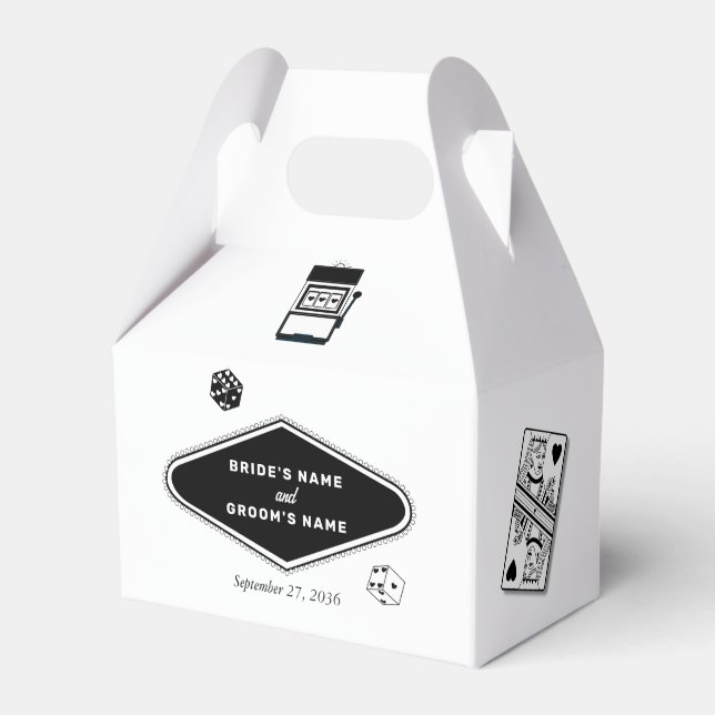 Las Vegas Casino Destination Wedding Black White Favor Box (Front Side)