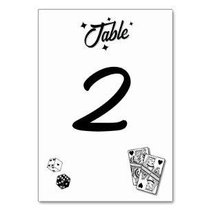 Las Vegas Casino Destination Wedding Black White Table Number