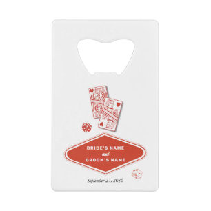 Las Vegas Casino Destination Wedding Red White Credit Card Bottle Opener