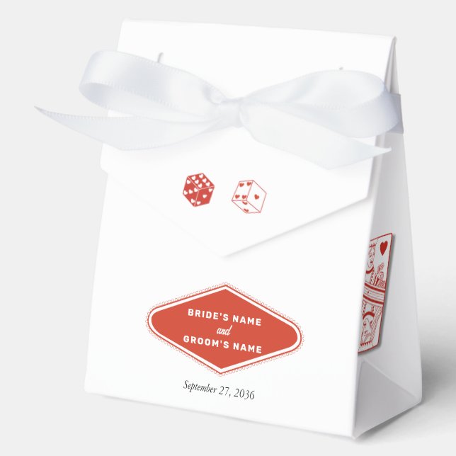 Las Vegas Casino Destination Wedding Red White Favor Box (Front)