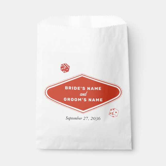 Las Vegas Casino Destination Wedding Red White Favour Bag (Front)