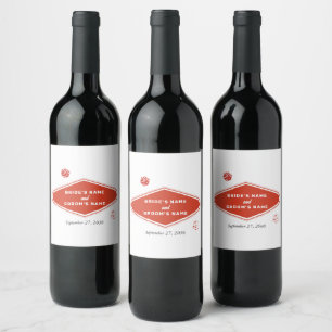 Las Vegas Casino Destination Wedding Red White Wine Label